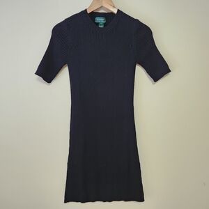 Lauren Ralph Lauren Black Ribbed Sweater Dress - S